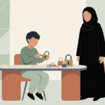 أم وطفلها الصغير يلعبان معاً لعبة البحث عن المفتاح الصحيح