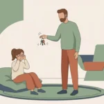 رجل يلعب مع ابنته لعبة ما هذا الصوت ومختبرة إياها بصوت المفتاح والفتاة مغمضة لعينيها